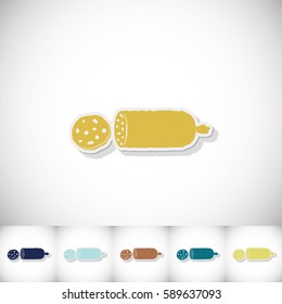 Sausage. Flat sticker with shadow on white background. Vector illustration