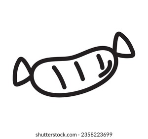 sausage food doodle icon isolated
