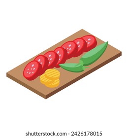 Sausage food icon isometric vector. Portugal cuisine. Restaurant menu