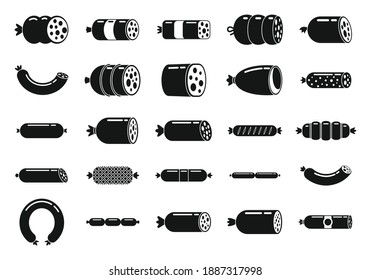 Sausage food icons set. Simple set of sausage food vector icons for web design on white background