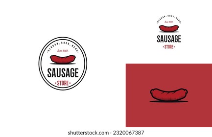 Sausage Food illustration logo design vintage badge emblem sign