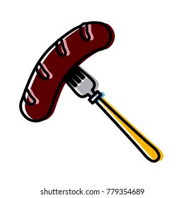 Sausage in fork