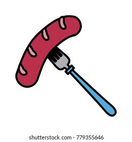 Sausage in fork