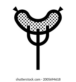 Sausage and Fork. Icon Filled with Dots.