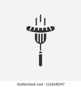 Sausage in fork icon illustration,vector food sign symbol