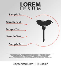 sausage with fork icon. sausage with fork infographics template