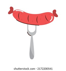 sausage and fork icon isolated