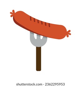 sausage in a fork icon isolated