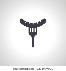 Sausage fork icon. sausage on a fork icon