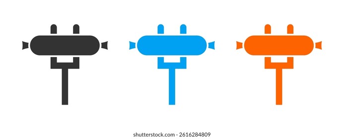 sausage with fork icon set isolated on white background