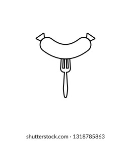 sausage, fork icon. Simple thin line, outline vector of food icons for UI and UX, website or mobile application