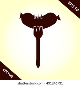 sausage and fork icon. sausage and fork vector illustration