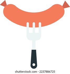 sausage with fork illustration in minimal style isolated on background