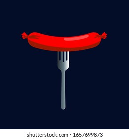 Sausage and fork illustration vector