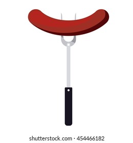 sausage in fork isolated icon design, vector illustration  graphic 