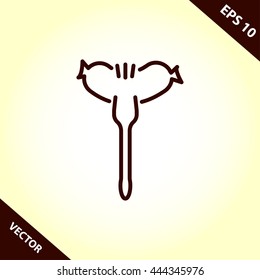 sausage and fork line icon