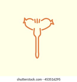 sausage and fork line icon