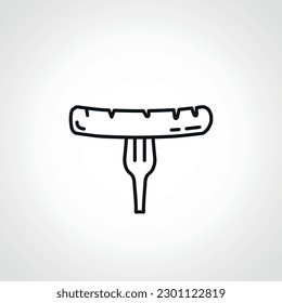 Sausage fork line icon. sausage on a fork linear icon