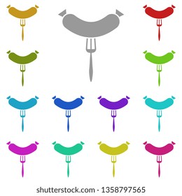 sausage, fork multi color icon. Simple glyph, flat vector of Food icons for UI and UX, website or mobile application