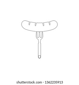 Sausage, fork. simple flat vector icon illustration. outline line symbol - editable stroke