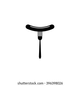 Sausage and fork. Vector icon