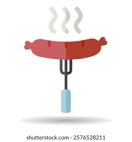 Sausage fork vector icon. Fast food sign. Graph symbol for cooking web site and apps design, logo, app, UI