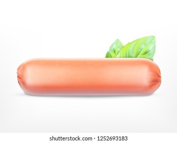 Sausage with green basil. Vector icon. EPS10