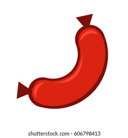 Sausage grilled flat icon. Good for menu design. Vector illustration