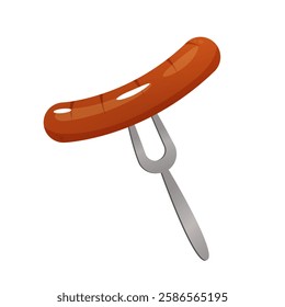 Sausage grilled food bbq vector icon isolated on white background.