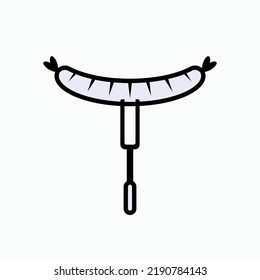 Sausage Grilled Icon. Outdoor Party Menu, Meal Symbol - Vector.