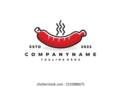 sausage grilled logo design template