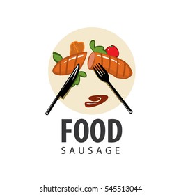 sausage, grilled, logo, fork, knife