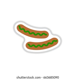 Sausage grilled, vector sticker