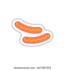 Sausage grilled, vector sticker