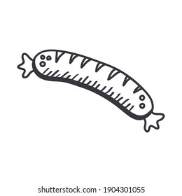 sausage hand draw and line style icon isolated design of food eat restaurant and menu theme Vector illustration