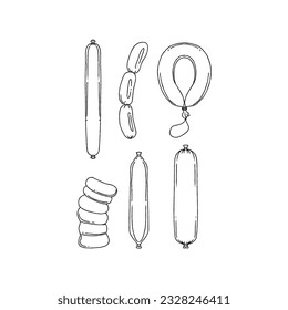 sausage hand drawn doodle illustrations vector set