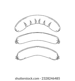 sausage hand drawn doodle illustrations vector set