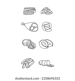 sausage hand drawn doodle illustrations vector set