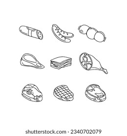 sausage hand drawn doodle illustrations vector set