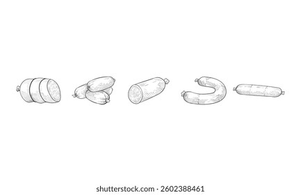 sausage handdrawn engraving doodle collection