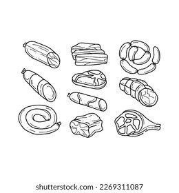 sausage handrawn doodle illustrations vector