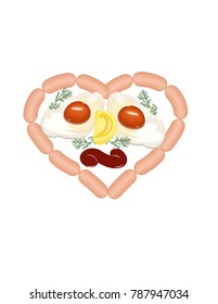 Sausage heart with egg