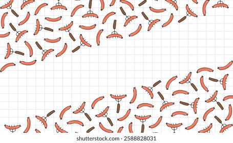 sausage. Hot dog. sausage frame. an empty space for the label. advertisement. The flyer. fast food. delicious fast food. street food with sausage. vector. Beautiful food-themed pattern.