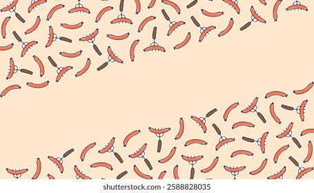 sausage. Hot dog. sausage frame. an empty space for the label. advertisement. The flyer. fast food. delicious fast food. street food with sausage. vector. Beautiful food-themed pattern.