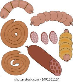 sausage and hot dog set vector illustration
