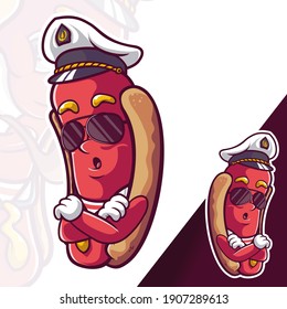 Sausage HotDog Captain Mascot Characters 