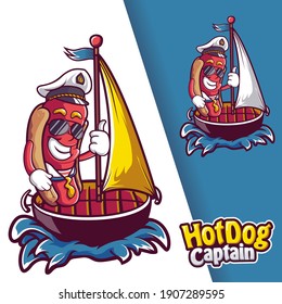 Sausage HotDog Captain Mascot Logo