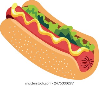 Diseño de sándwich de pan de Ilustración vectorial de salchicha 