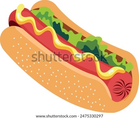 Sausage hotdog vector illustration bread sandwich design 