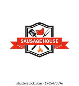 Sausage house logo template illustration